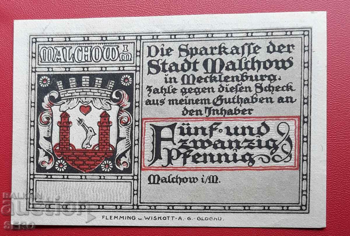 Банкнота-Германия-Мекленбург-Померания-Малхов-25 пфенига