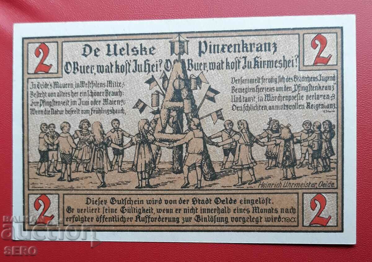 Банкнота-Германия-С.Рейн-Вестфалия-Оелде-2 марки 1920