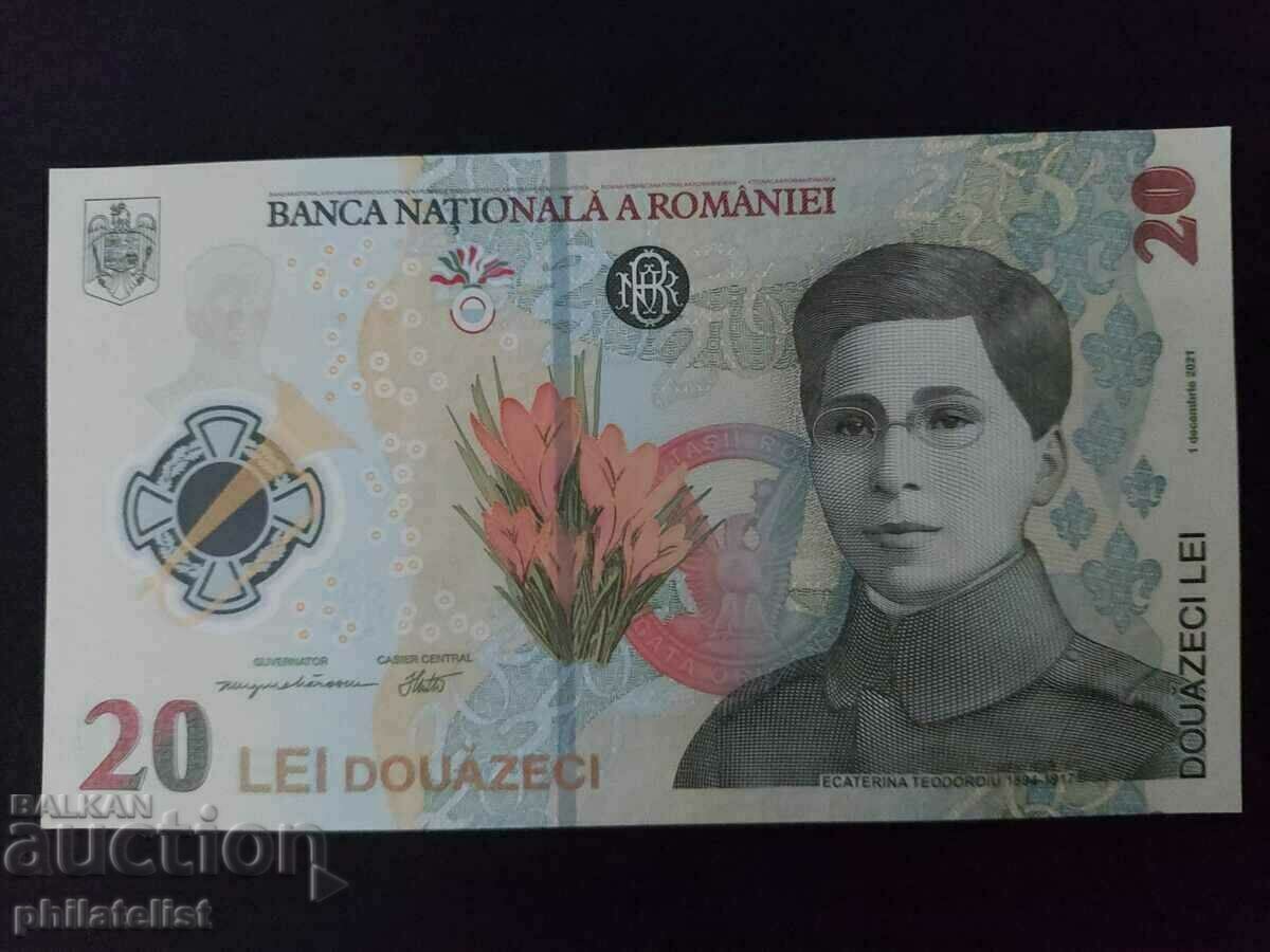 Auction  Romania 2021 - 20 lei - Teodoroiu polymer banknote