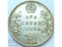 Британска Индия 1 рупия 1908 30мм 11,60г - доста рядка