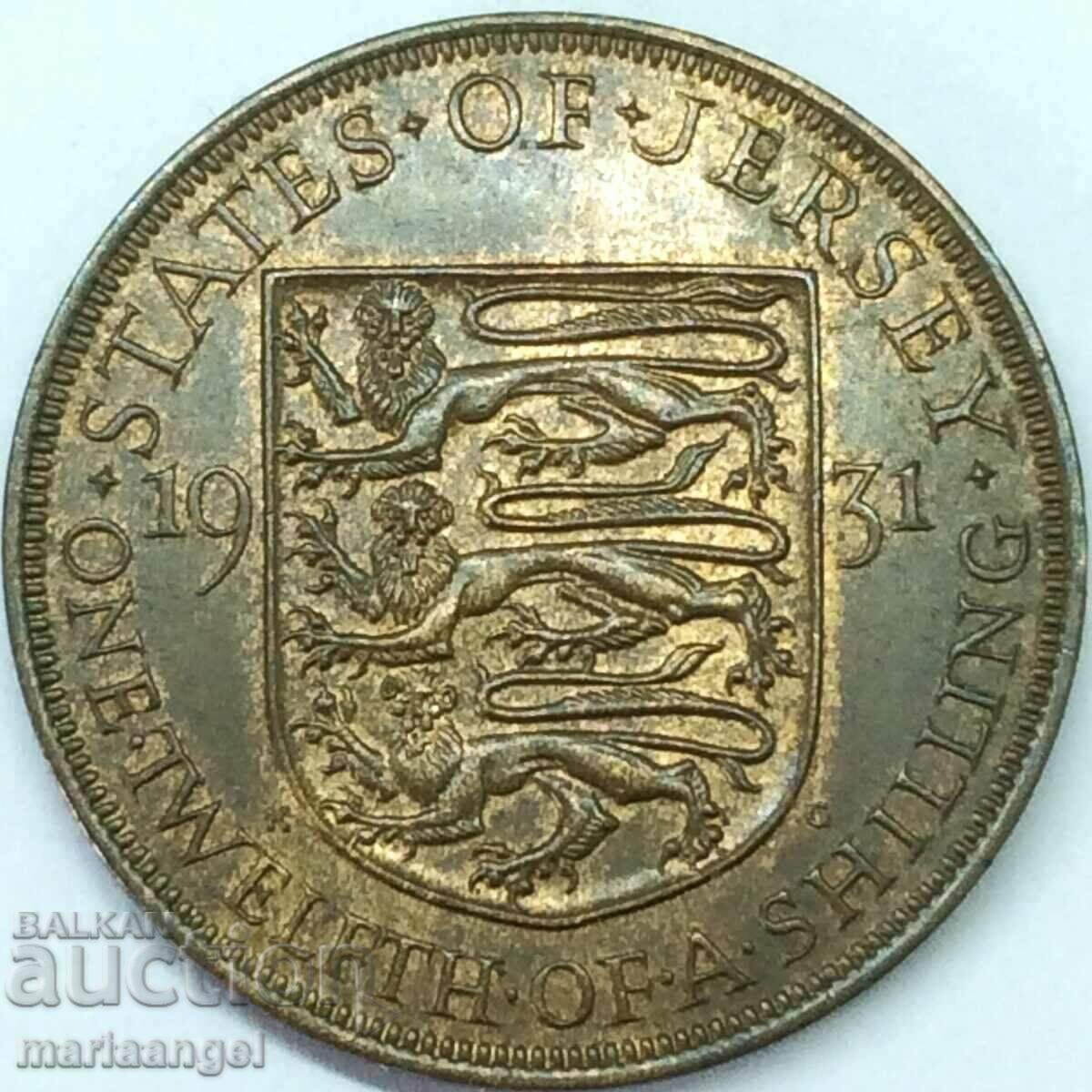 India britanică 1/12 Shilling 1931 Guernsey 30 mm