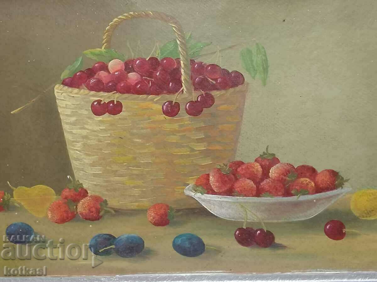Auction  Bulgarian author Communism oil paints phaser Still life fruits