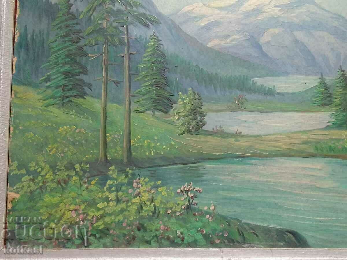 Autorul bulgar comunism pictează în ulei phaser Landscape Lakes - 5