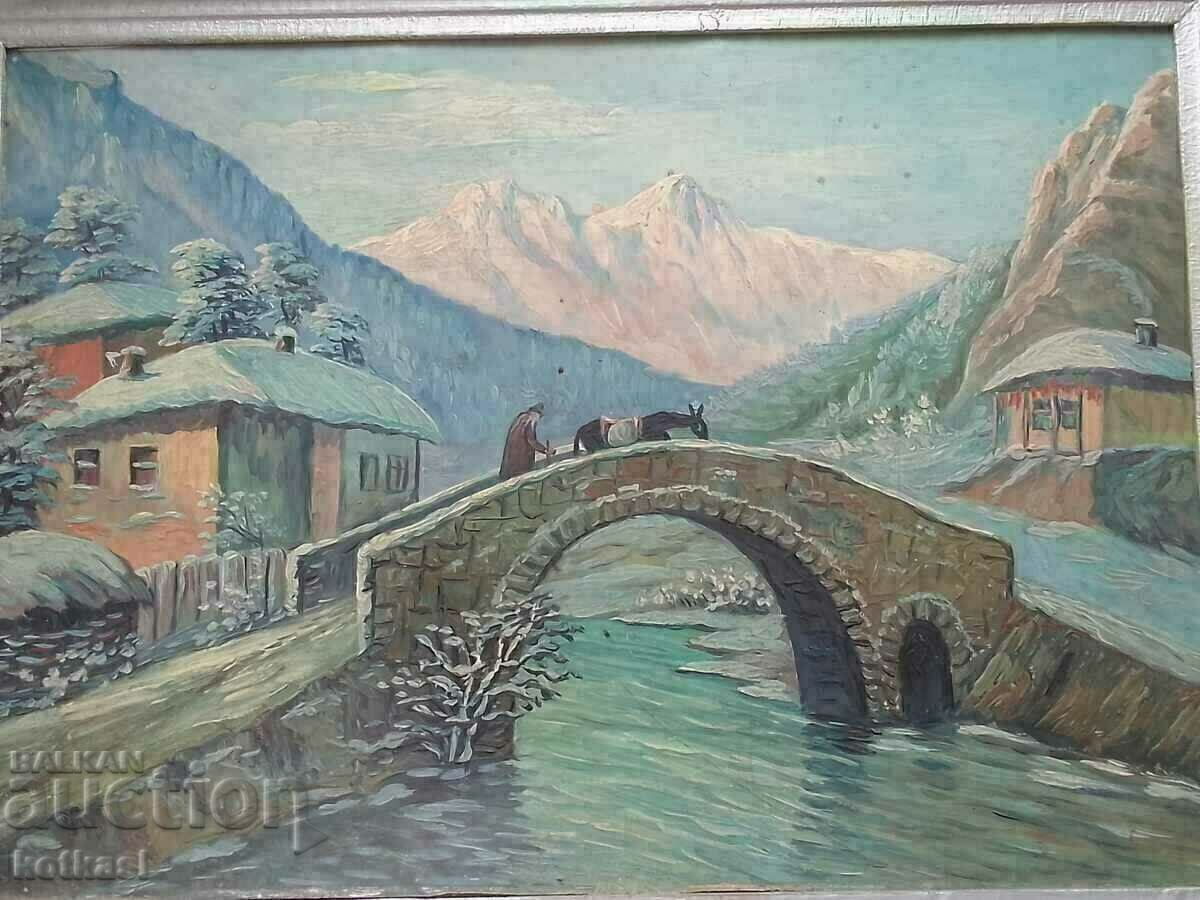 Ο Βούλγαρος συγγραφέας Κομμουνισμός λαδομπογιές Phaser Landscape Bridge με τιμή 535.50 BGN | € 273.80