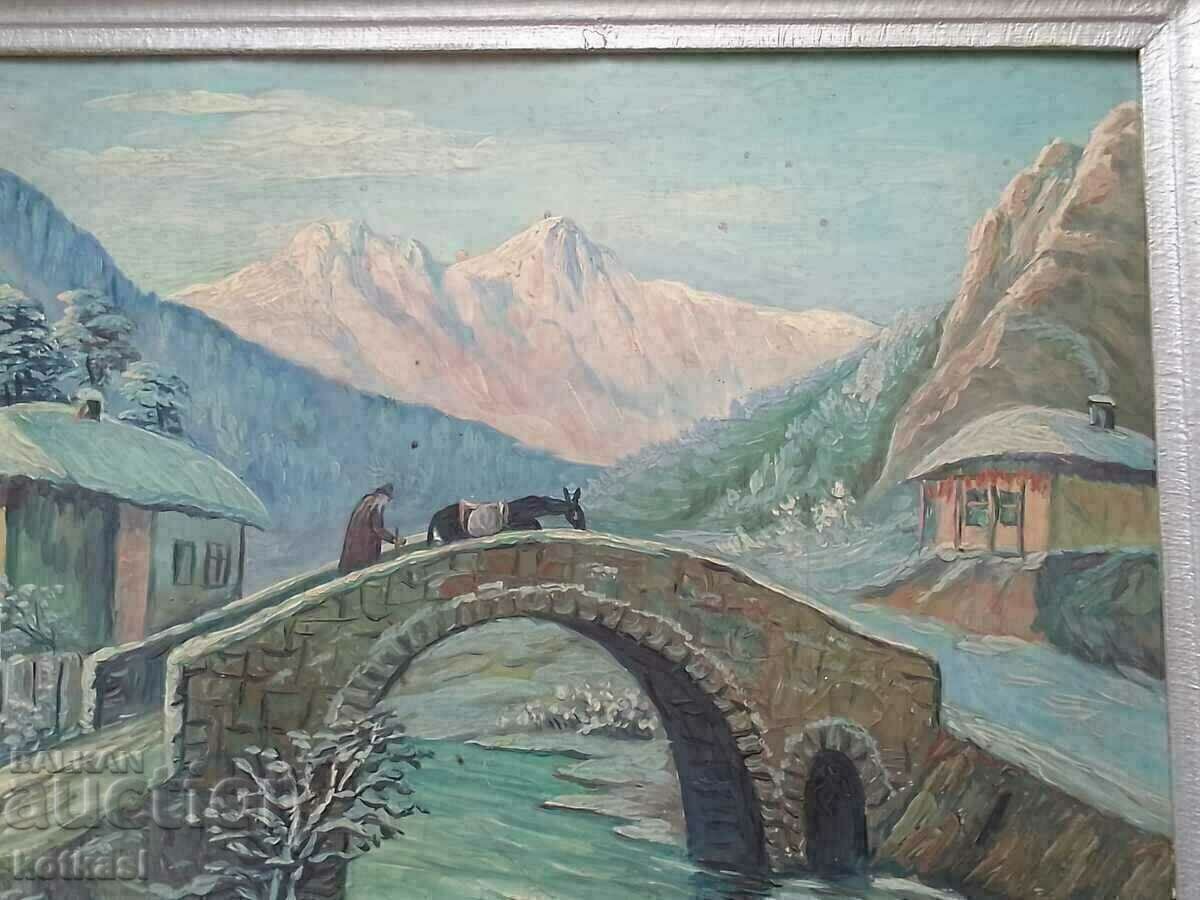 Παράδοση Ο Βούλγαρος συγγραφέας Κομμουνισμός λαδομπογιές Phaser Landscape Bridge