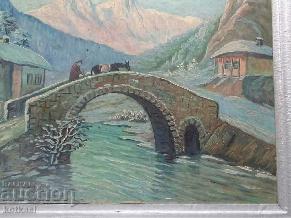 Ο Βούλγαρος συγγραφέας Κομμουνισμός λαδομπογιές Phaser Landscape Bridge - 5