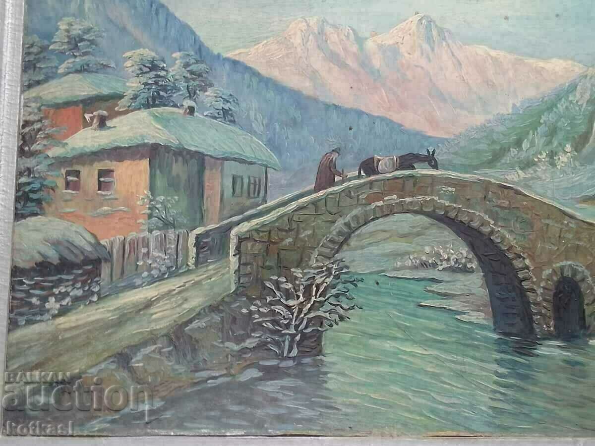 Ο Βούλγαρος συγγραφέας Κομμουνισμός λαδομπογιές Phaser Landscape Bridge - 6