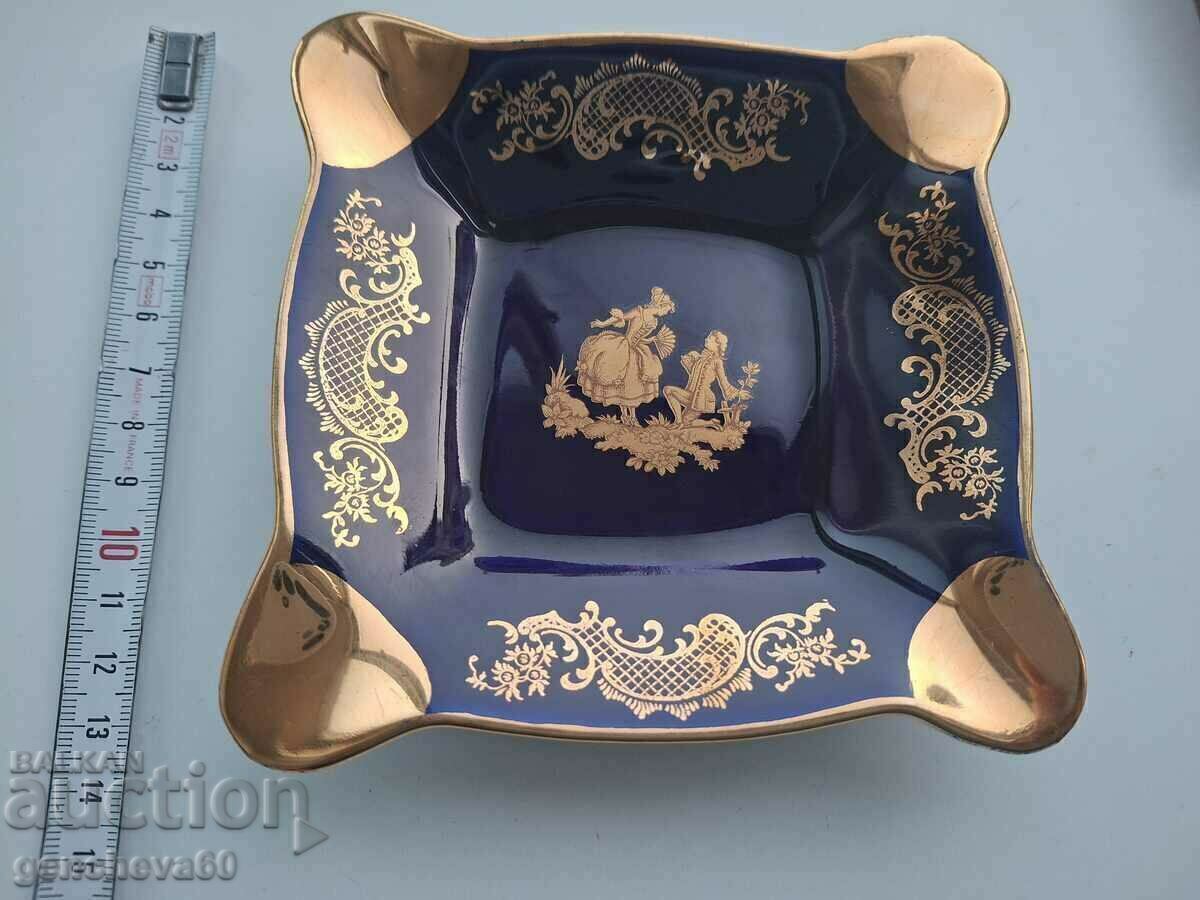 Auction Retro ashtray Limoges porcelain, cobalt, gilding Auction Retro ashtray Limoges porcelain, cobalt, gilding