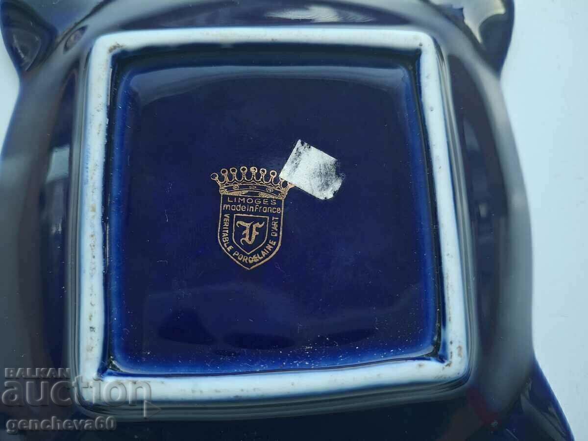 Retro ashtray Limoges porcelain, cobalt, gilding - 5 Retro ashtray Limoges porcelain, cobalt, gilding - 5