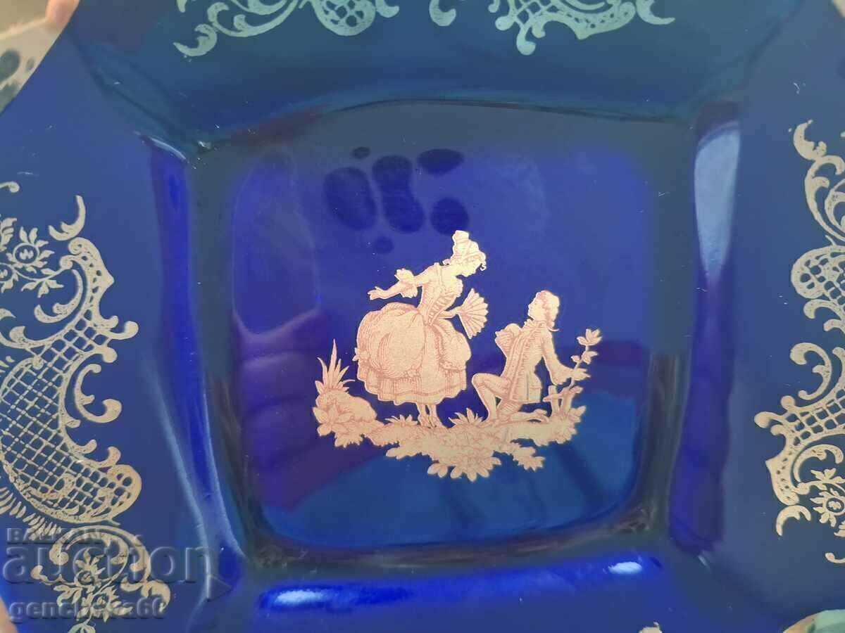 Retro ashtray Limoges porcelain, cobalt, gilding - 6 Retro ashtray Limoges porcelain, cobalt, gilding - 6