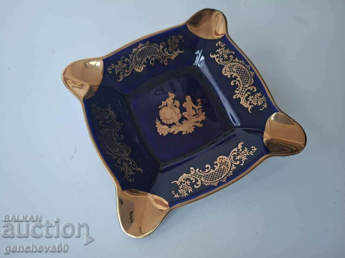 Retro ashtray Limoges porcelain, cobalt, gilding - 7 Retro ashtray Limoges porcelain, cobalt, gilding - 7