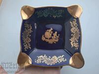 Porcelain ashtray, "Limoges" cobalt, gilding