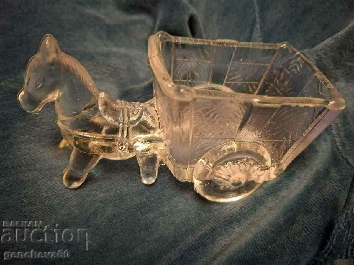 Glass paperweight "Horse with cart" - 7