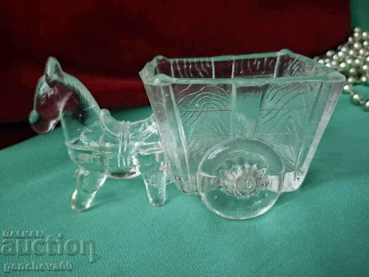 Glass paperweight "Horse with cart" Glass paperweight "Horse with cart"