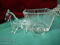 Glass paperweight "Horse with cart"