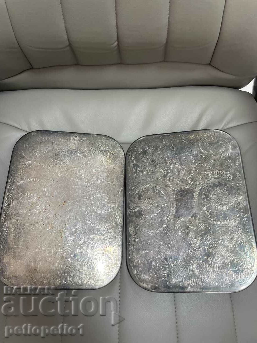 Auction  Two silver plated trays