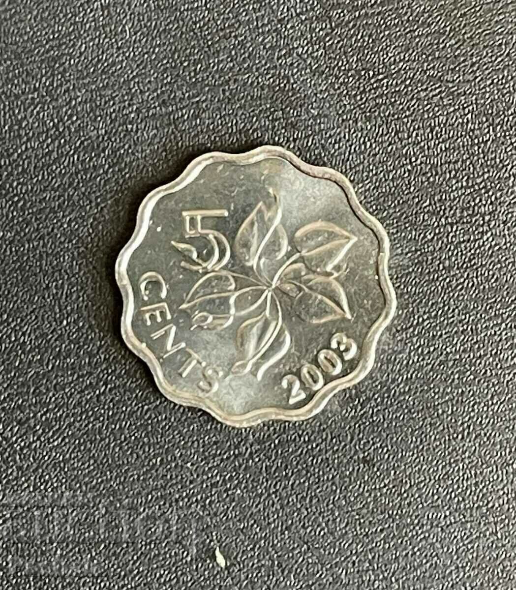 Swaziland 5 cents 2003