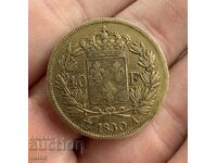 Златна Монета Френски 40 Франка 1830г. Шарл X