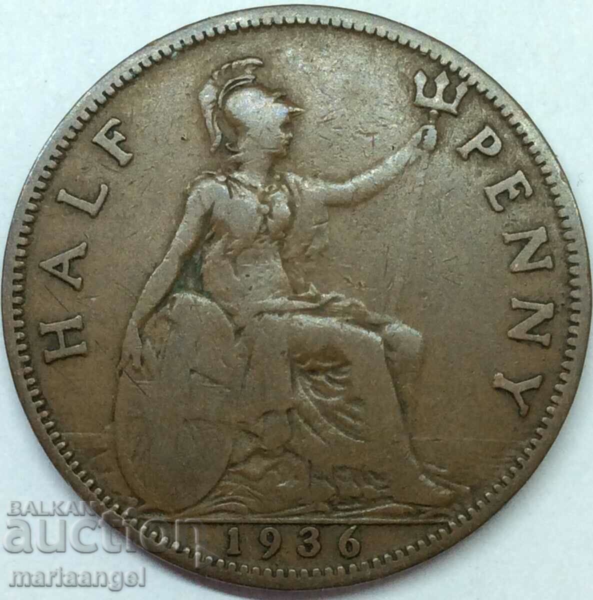 Marea Britanie 1/2 Penny 1936 George V 25mm Bronz