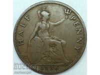 Μεγάλη Βρετανία 1/2 Penny 1936 George V 25mm Χάλκινο
