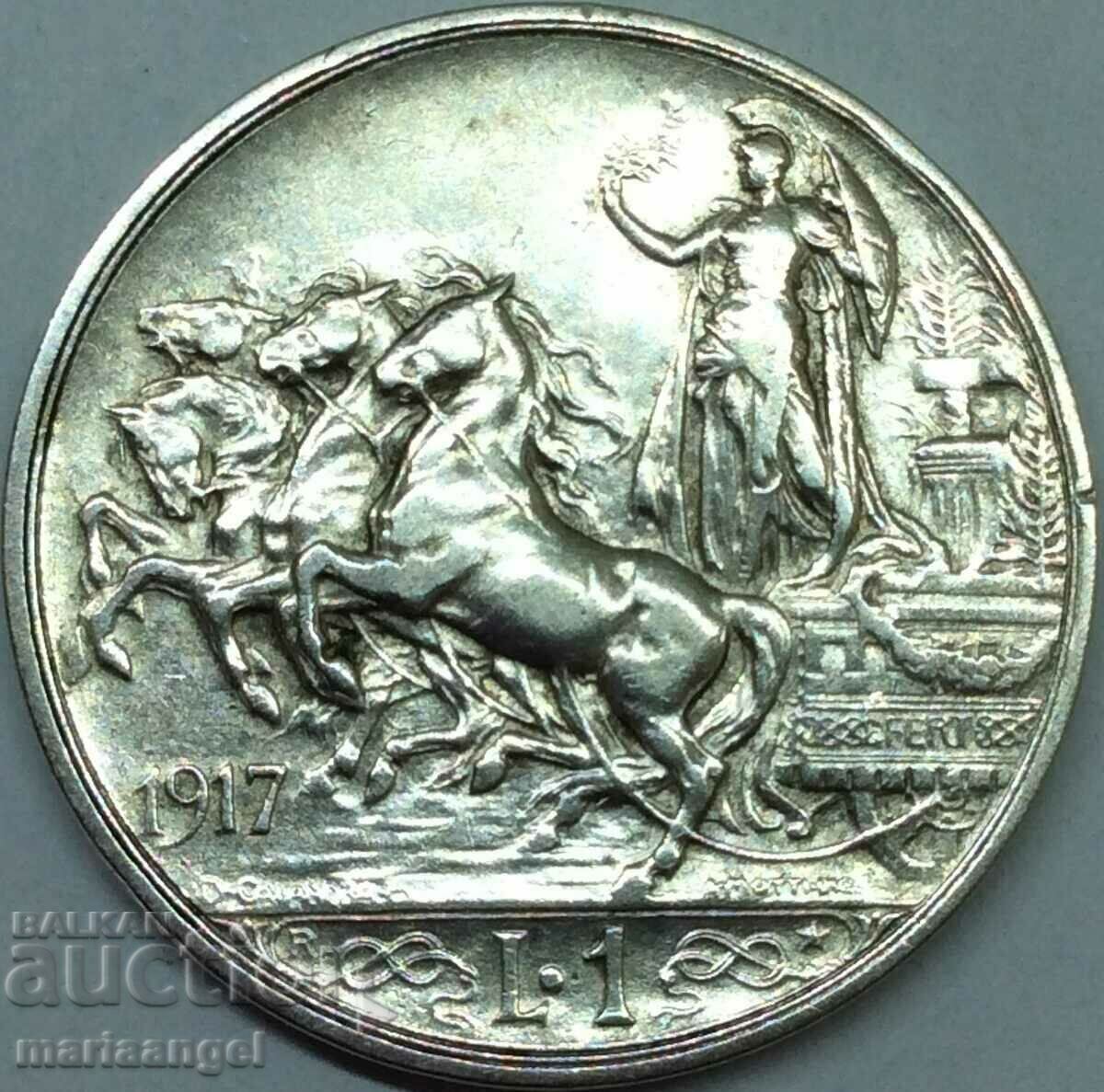 1 λίρα 1917 Ιταλία Victor Emmanuel (1869-1947) ασήμι