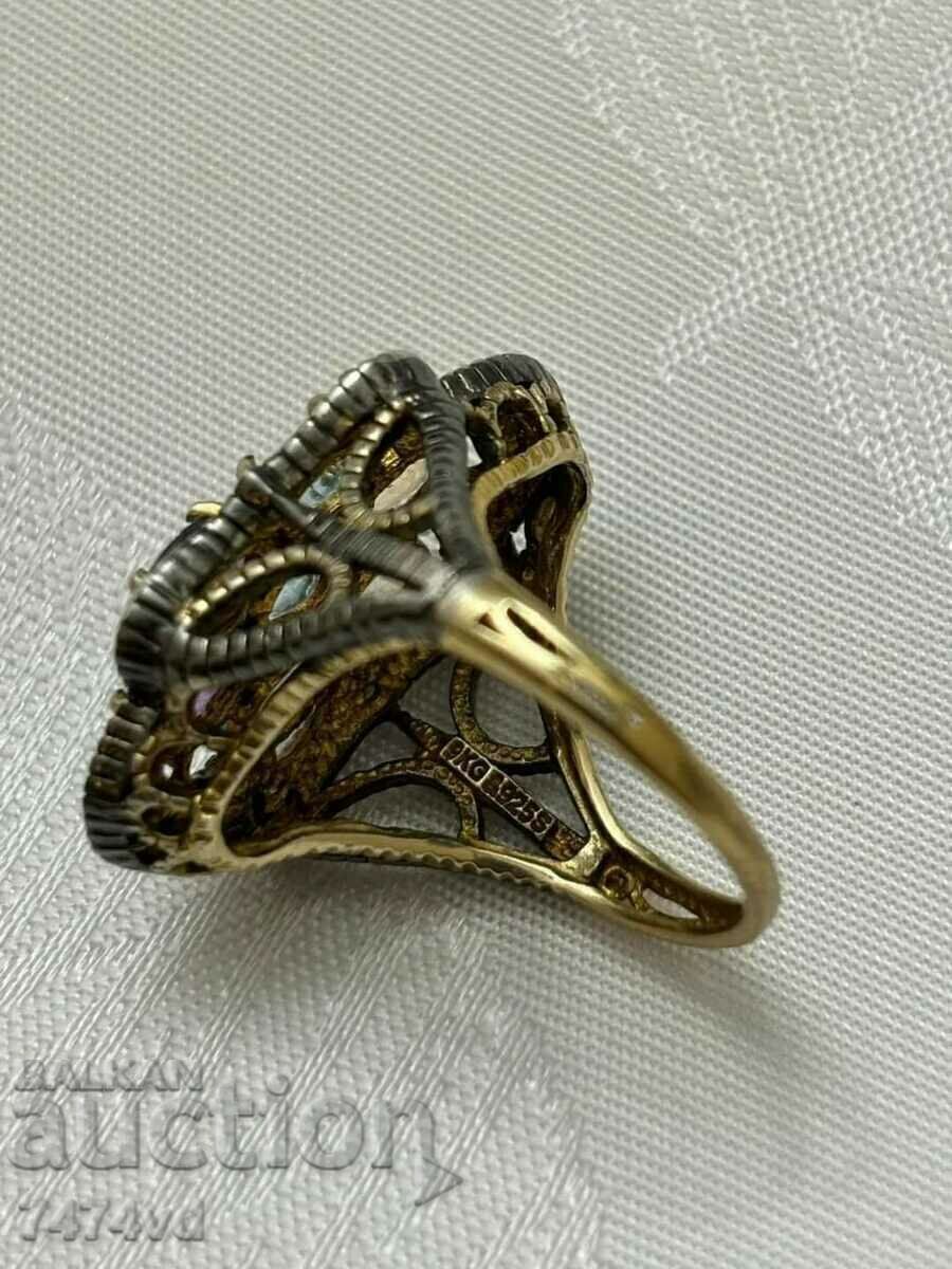 ANTIQUE ITEM - GOLD RING - DIAMONDS, AQUAMARINE, ETC. with price 2000.00 BGN | € 1022.58 ANTIQUE ITEM - GOLD RING - DIAMONDS, AQUAMARINE, ETC. with price 2000.00 BGN | € 1022.58
