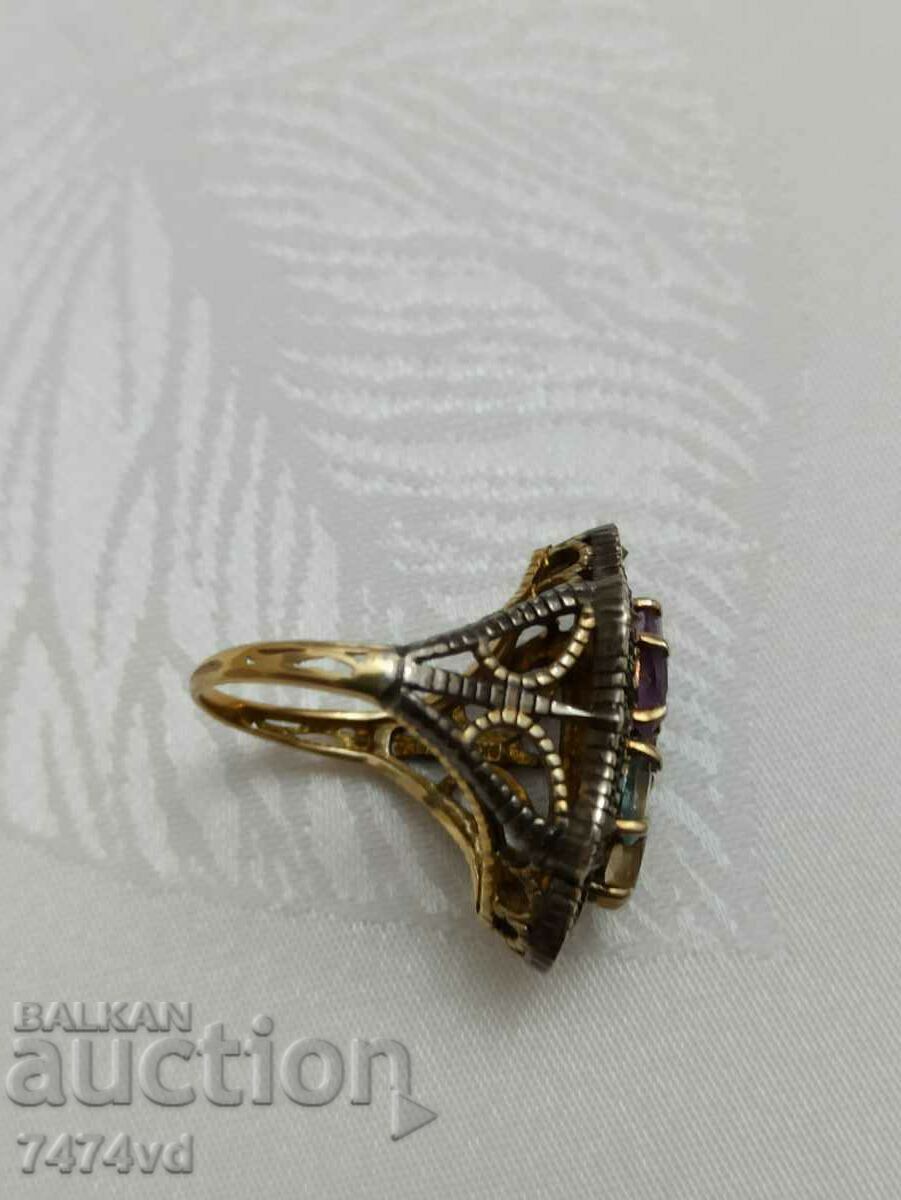 Auction ANTIQUE ITEM - GOLD RING - DIAMONDS, AQUAMARINE, ETC. Auction ANTIQUE ITEM - GOLD RING - DIAMONDS, AQUAMARINE, ETC.
