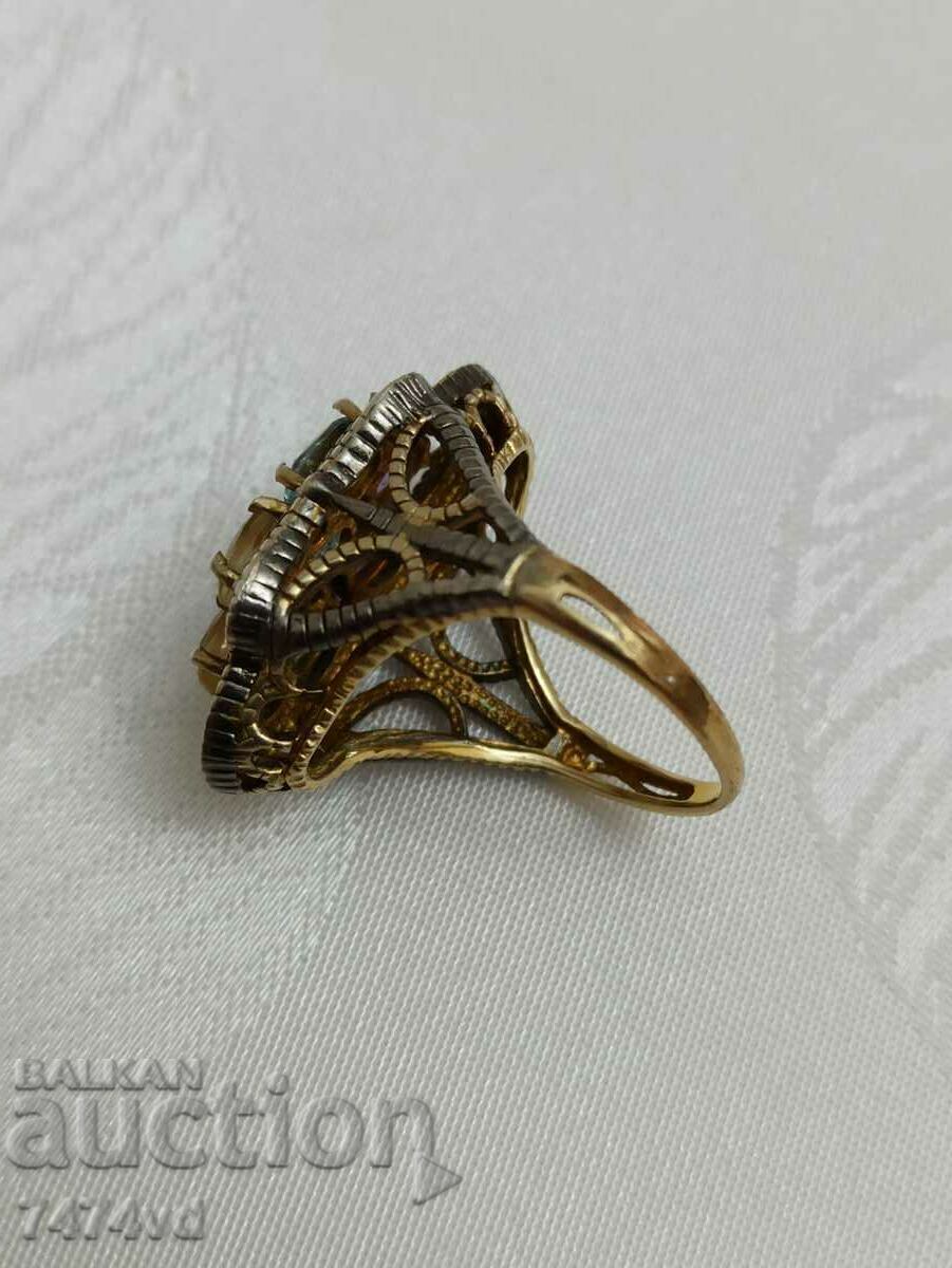 ANTIQUE ITEM - GOLD RING - DIAMONDS, AQUAMARINE, ETC. - 5 ANTIQUE ITEM - GOLD RING - DIAMONDS, AQUAMARINE, ETC. - 5