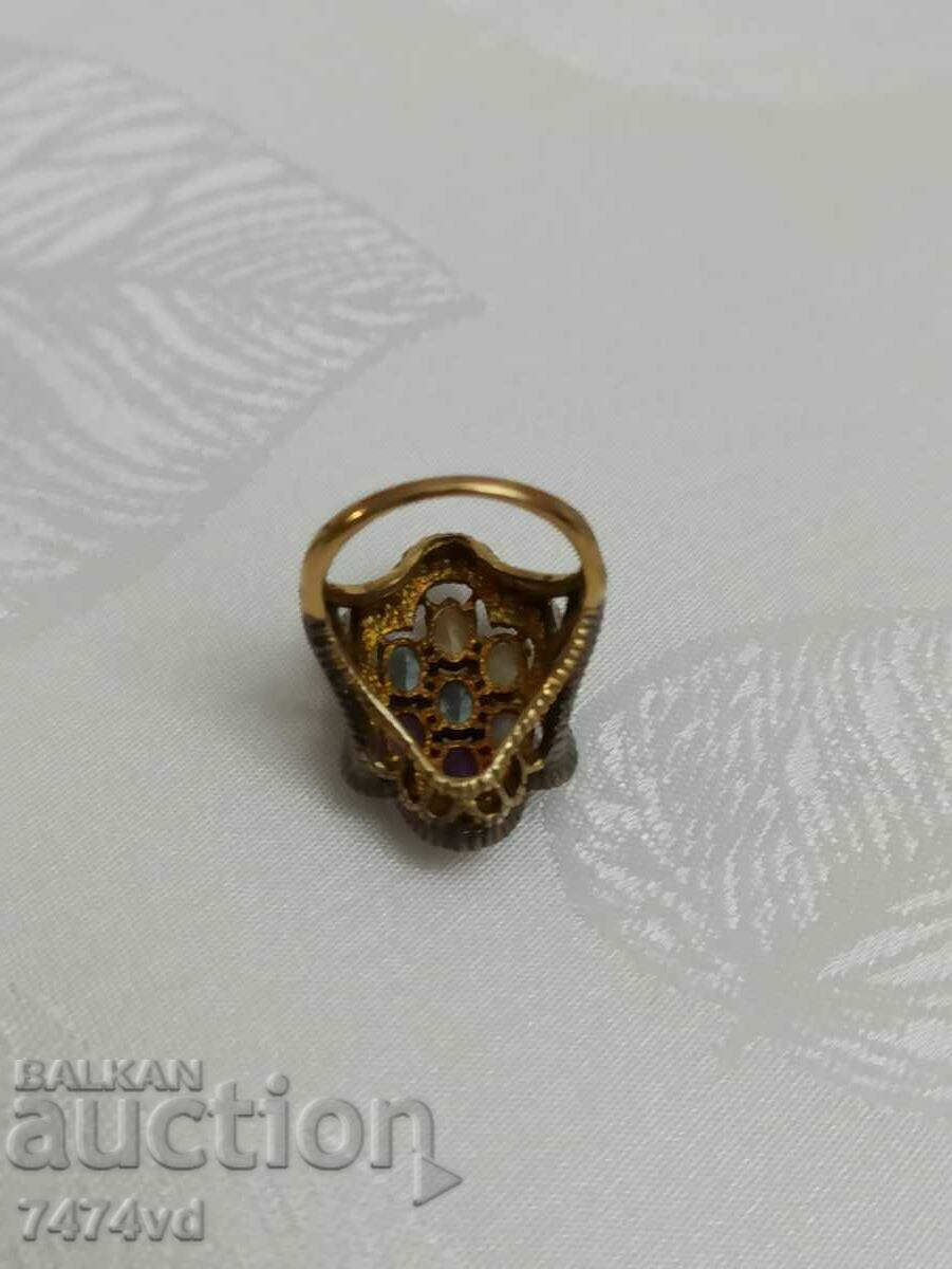ANTIQUE ITEM - GOLD RING - DIAMONDS, AQUAMARINE, ETC. - 6 ANTIQUE ITEM - GOLD RING - DIAMONDS, AQUAMARINE, ETC. - 6