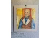 Pictură portret de bărbat, pastel pe carton