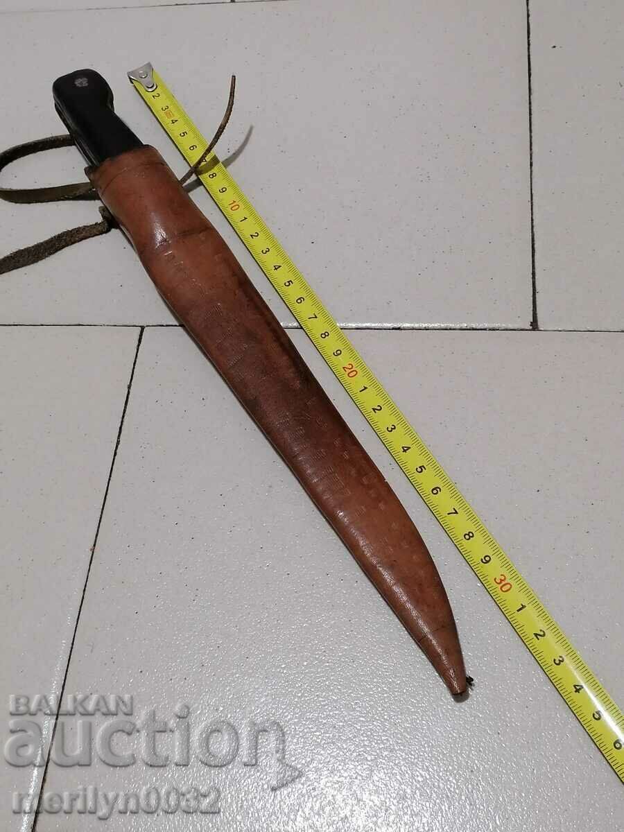 Auction Old forged knife with leather sheath Auction Old forged knife with leather sheath