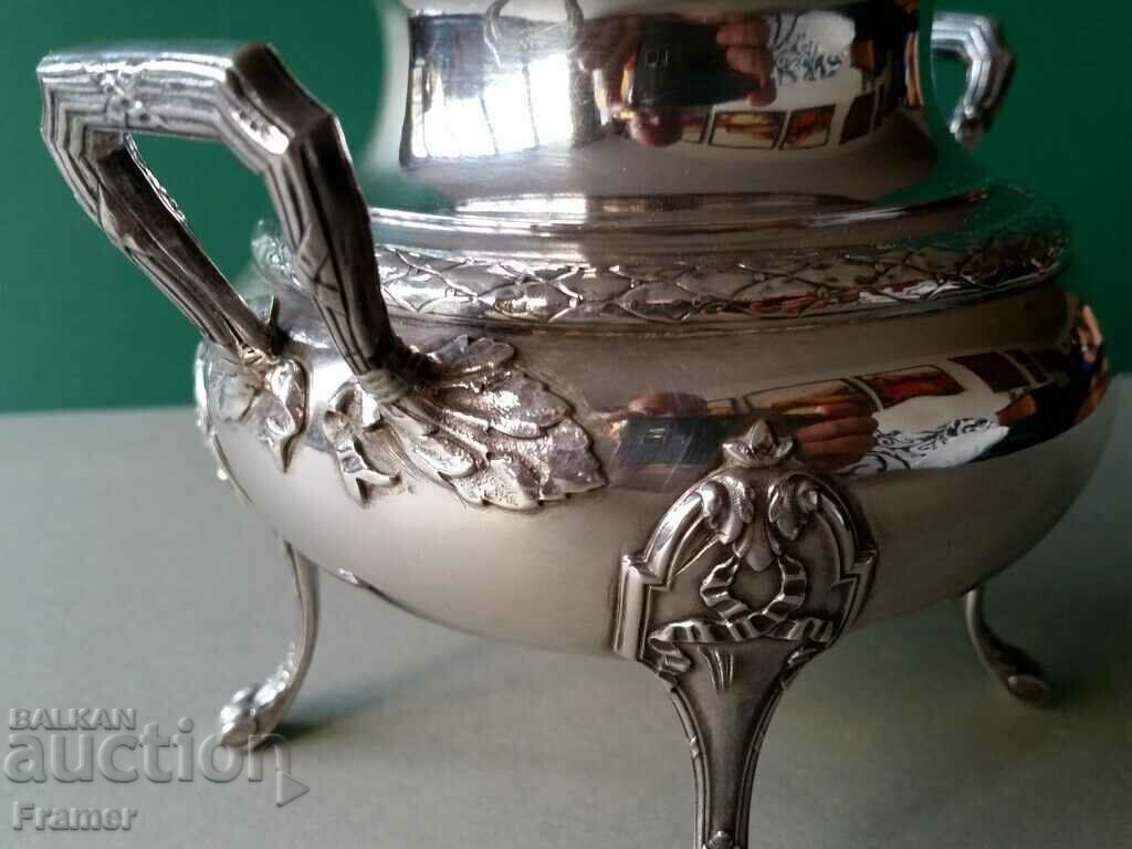 Silver France 1870-90s Empire style gilt sugar bowl - 5