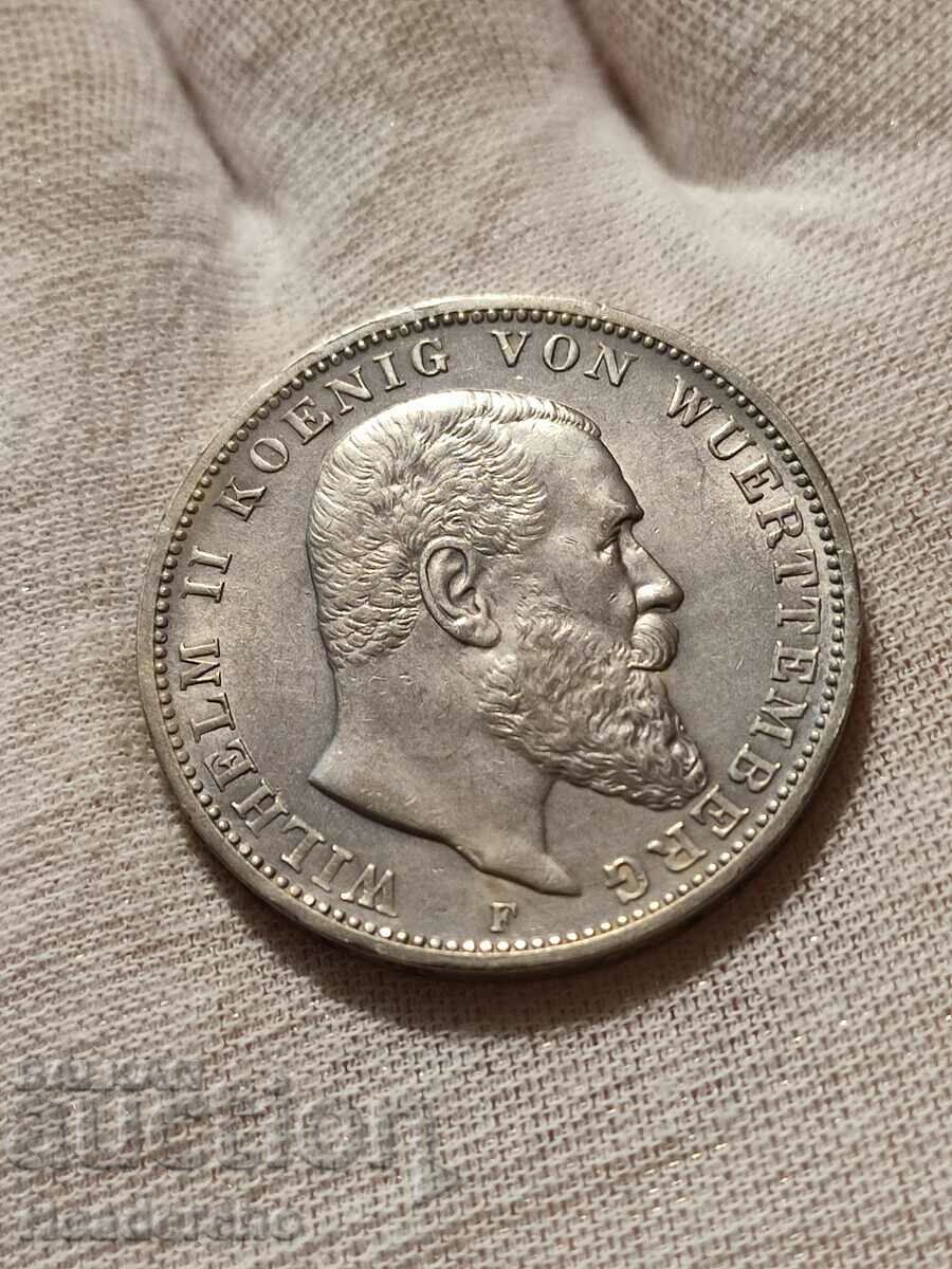 3 марки 1914-F Германия (Вюртемберг) сребро