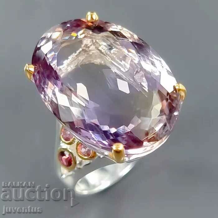 SILVER RING WITH AMETRINE (BRAZIL) 23 kt