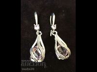 SILVER EARRINGS WITH PINK ZIRCONIA