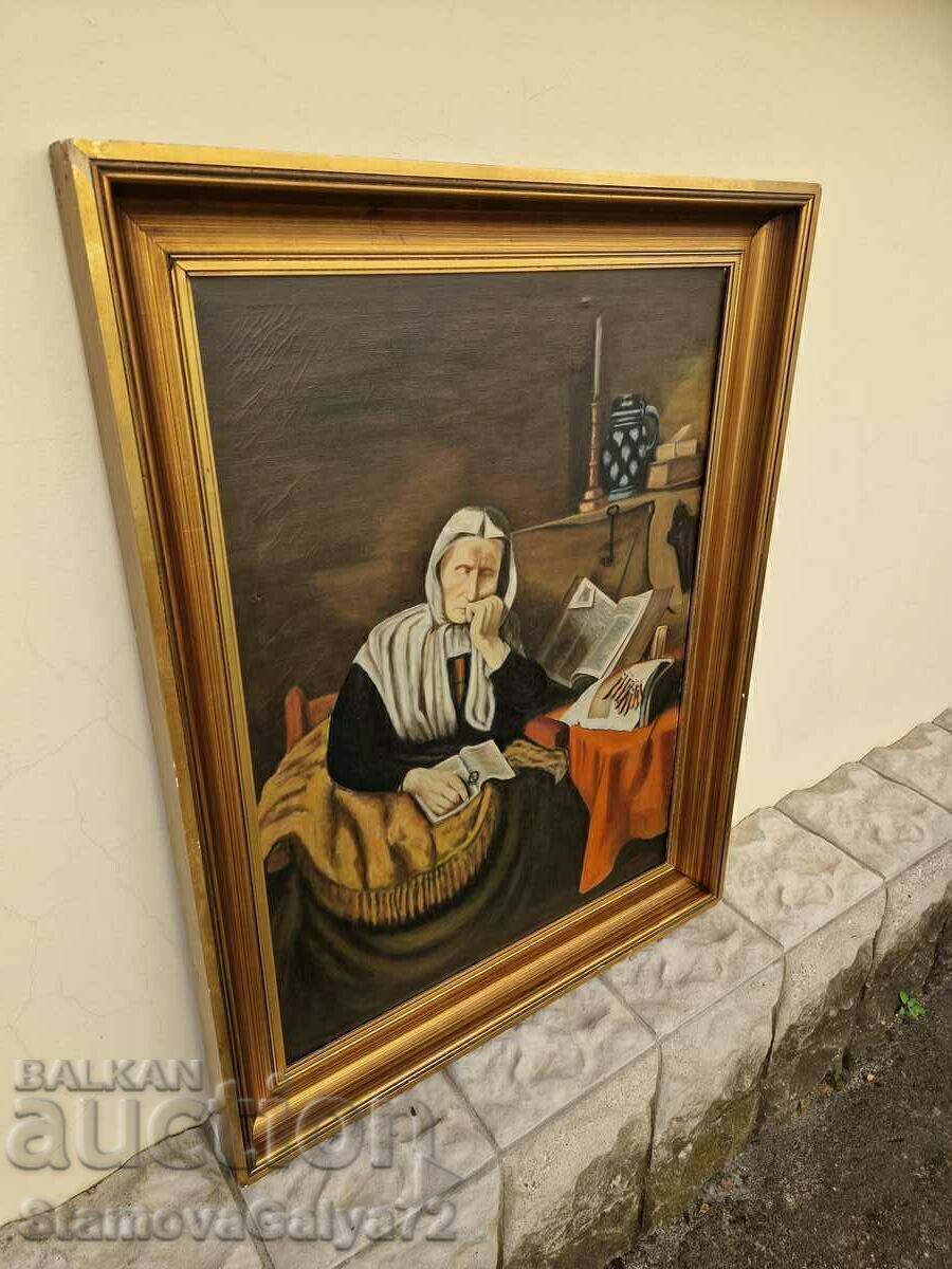 Παράδοση Υπέροχη αντίκα βελγική ζωγραφική με λάδι σε καμβά