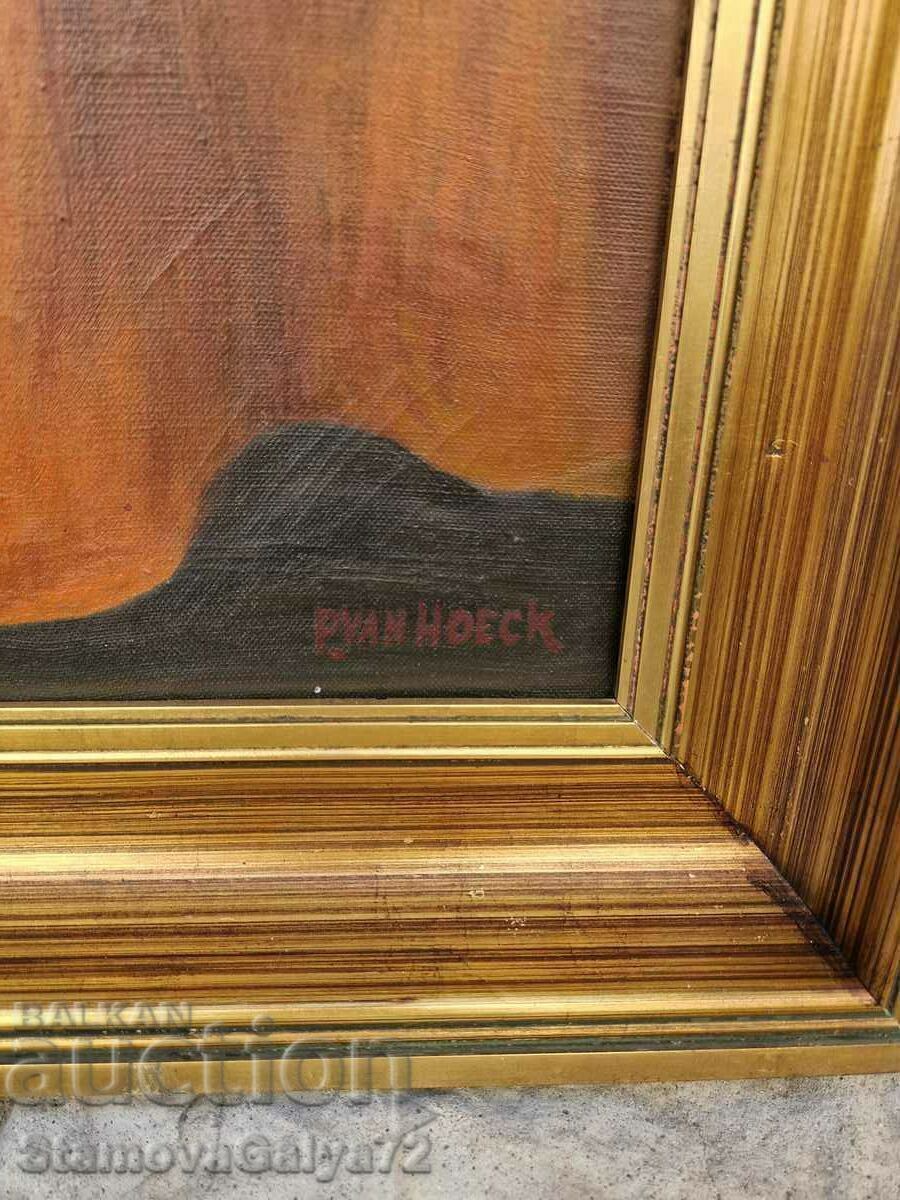 Υπέροχη αντίκα βελγική ζωγραφική με λάδι σε καμβά - 6 Υπέροχη αντίκα βελγική ζωγραφική με λάδι σε καμβά - 6