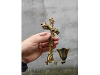 Old bronze cross candlestick crucifix religion