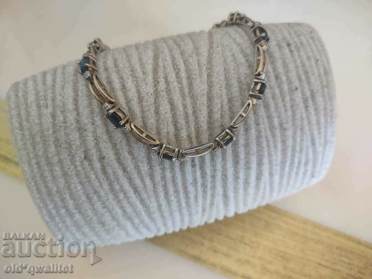 Silver bracelet with Sapphires and Diamonds gold plating with price 797.00 BGN | € 407.50 Silver bracelet with Sapphires and Diamonds gold plating with price 797.00 BGN | € 407.50