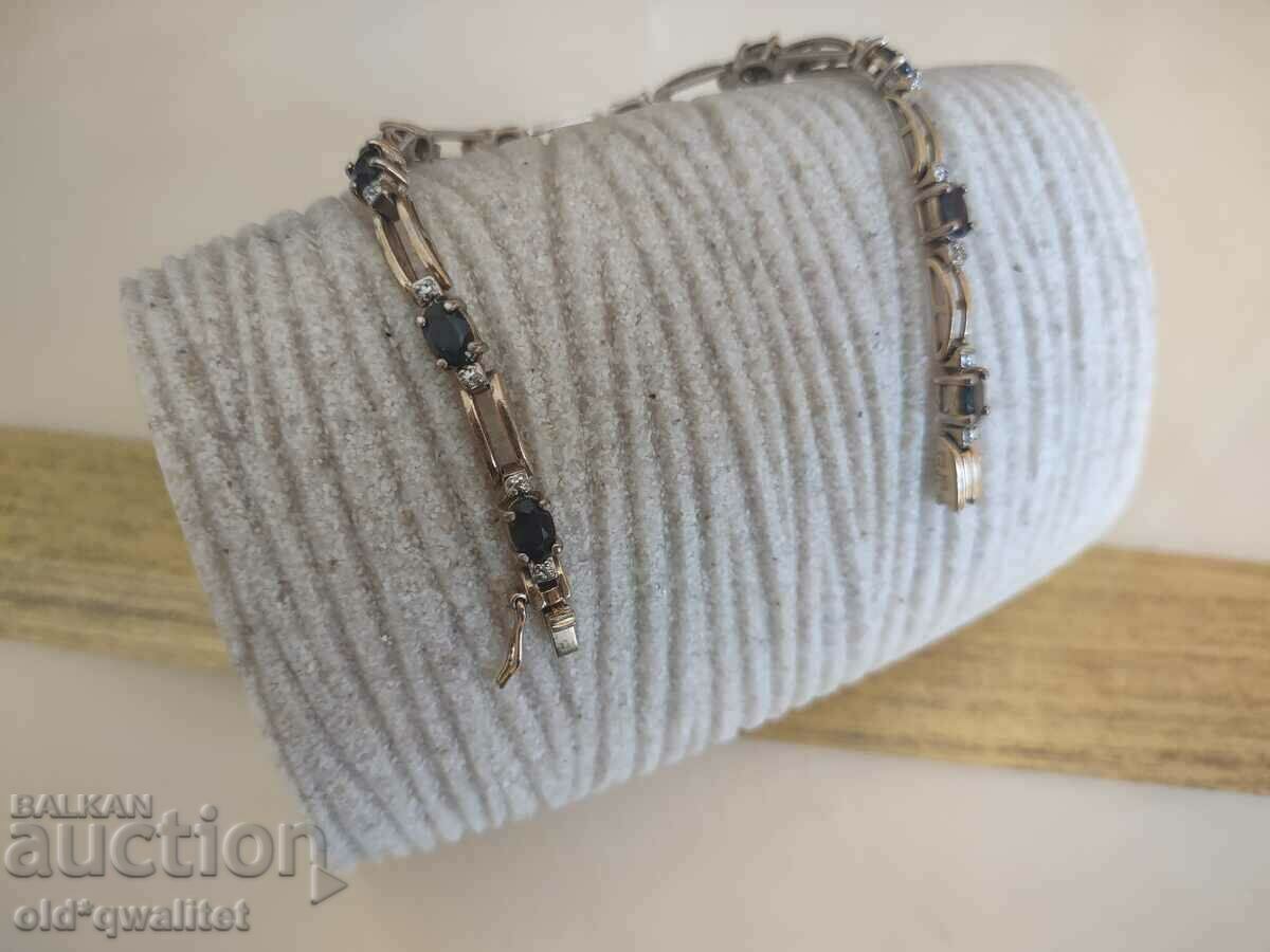 Auction Silver bracelet with Sapphires and Diamonds gold plating Auction Silver bracelet with Sapphires and Diamonds gold plating