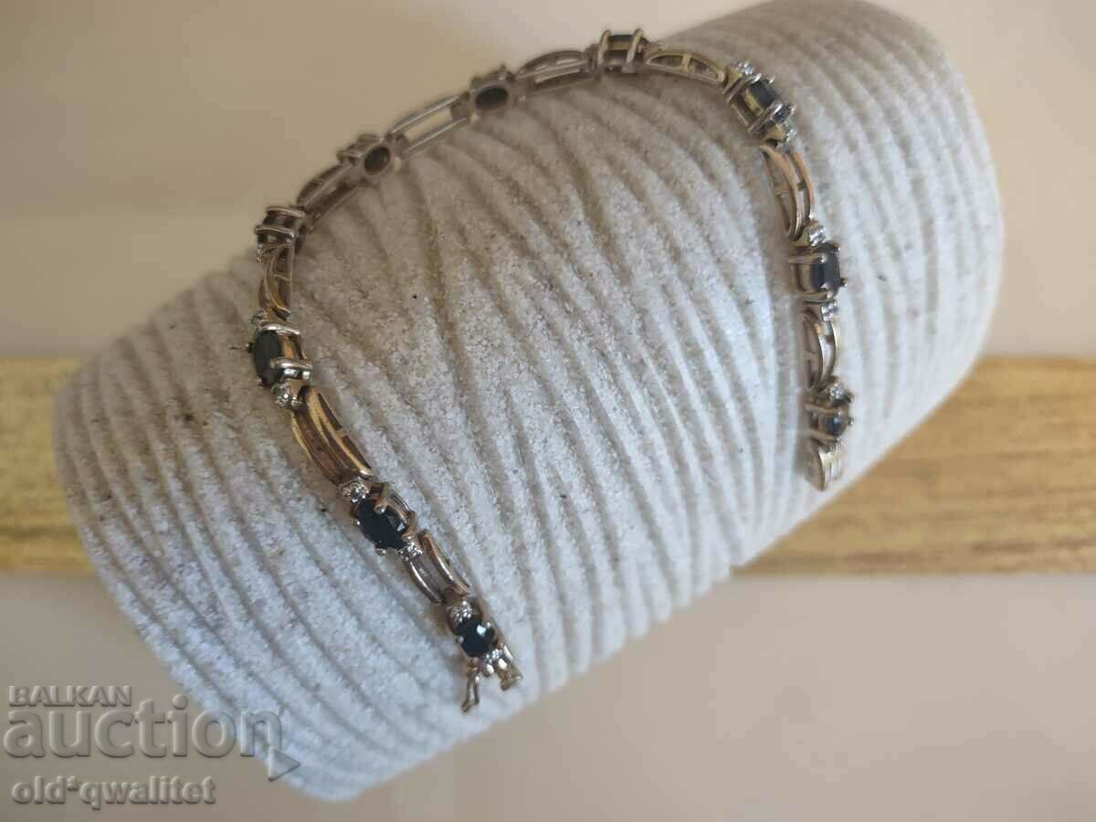 Delivery of Silver bracelet with Sapphires and Diamonds gold plating Delivery of Silver bracelet with Sapphires and Diamonds gold plating