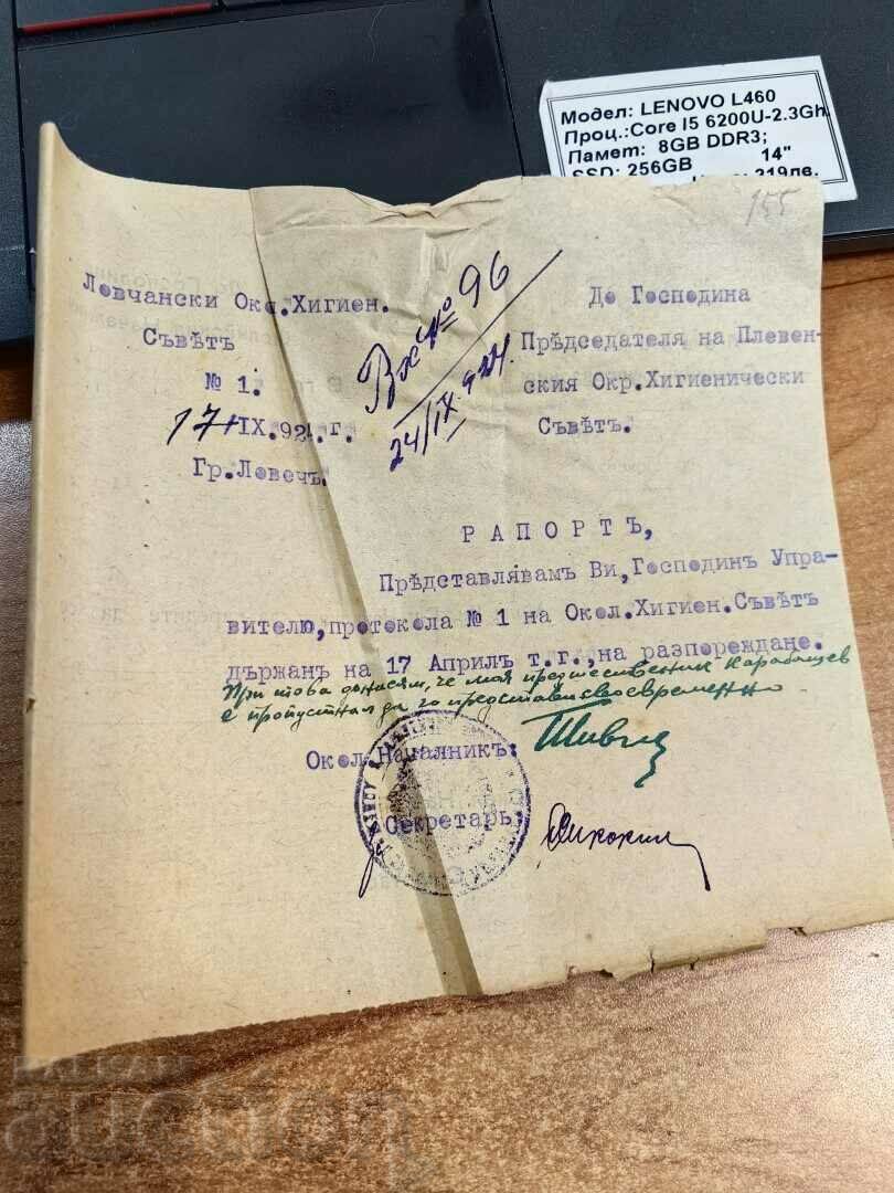 1924 PLEVEN CONSILIUL DE IGIENĂ DOCUMENT REGATUL BULGARIA