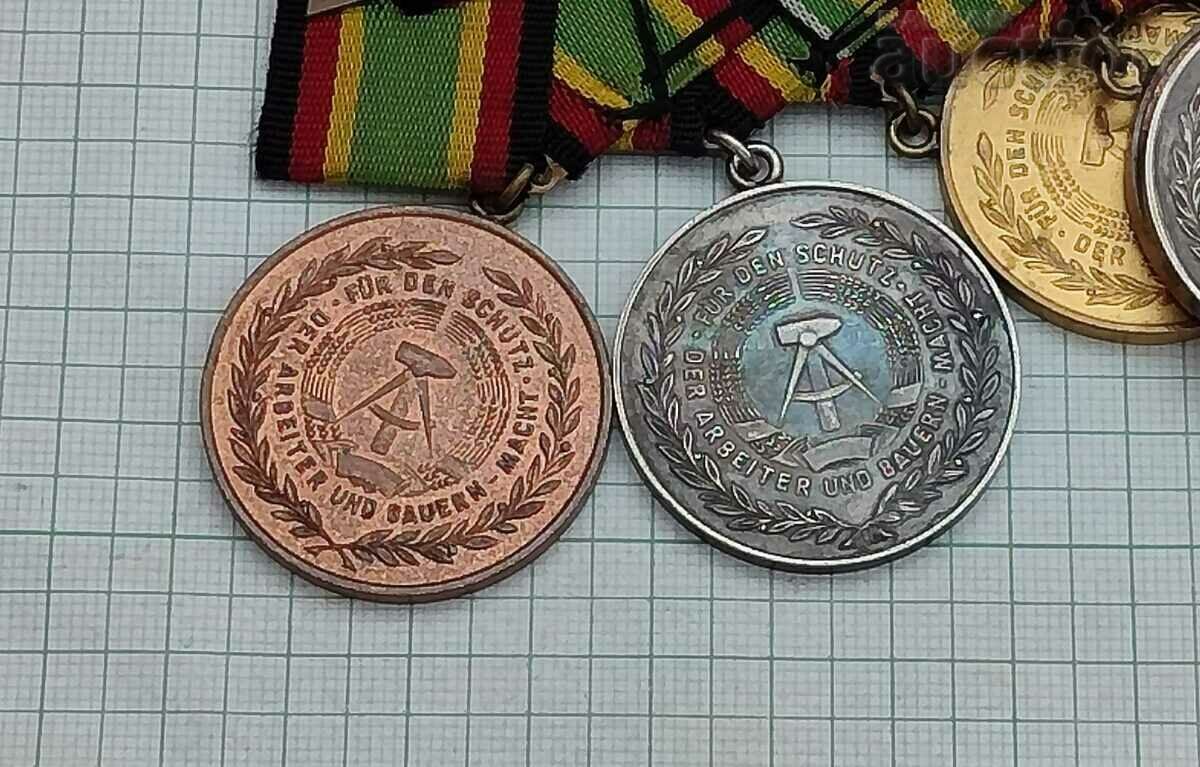 GDR EXCELLENT/FAITHFUL SERVICE IN THE PEOPLE'S ARMY 5 MEDAL BLOCK - 5 GDR EXCELLENT/FAITHFUL SERVICE IN THE PEOPLE'S ARMY 5 MEDAL BLOCK - 5