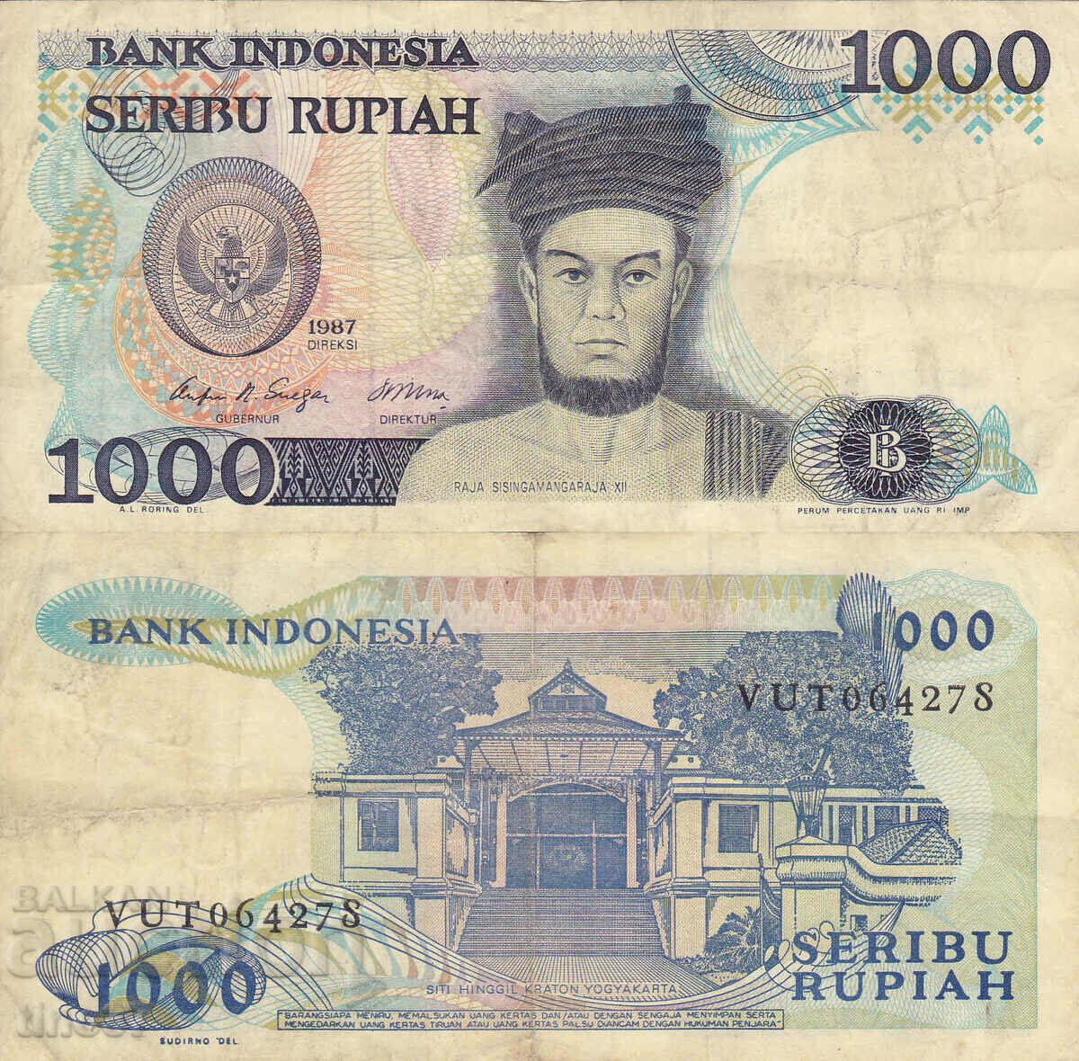 tino37- INDONEZIA - 1000 RUPIE - 1987 - F+