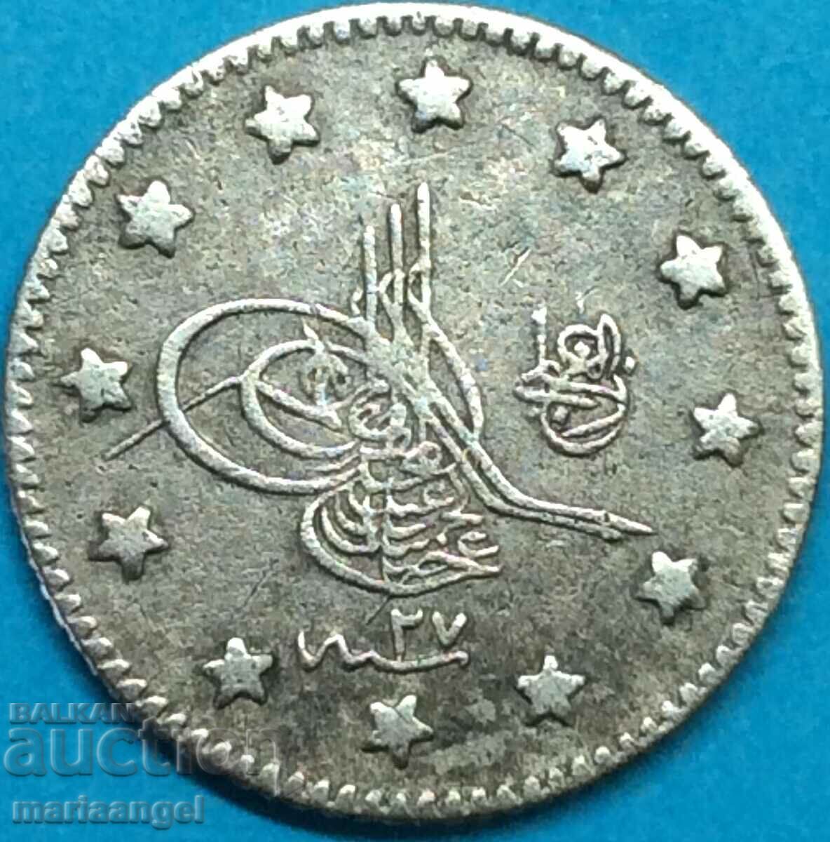 Турция 1 куруш 1293/27  сребро Патина