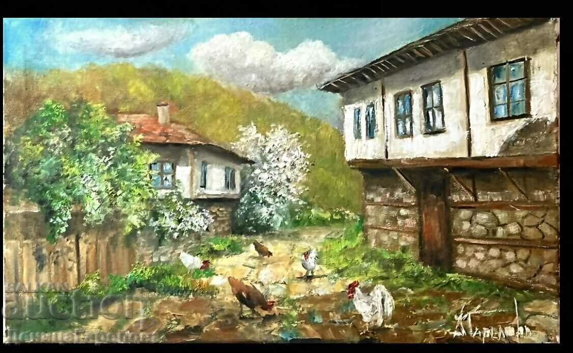 Denitsa Garelova πίνακας "Η ζωή σε ένα χωριό" 50/35 λάδι