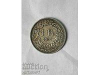 monedă de argint 1 franc de argint Elveția 1907