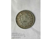 silver coin 1 franc silver Switzerland 1911