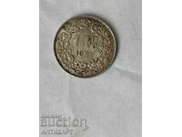 сребърна монета 1 франк сребро Швейцария 1921