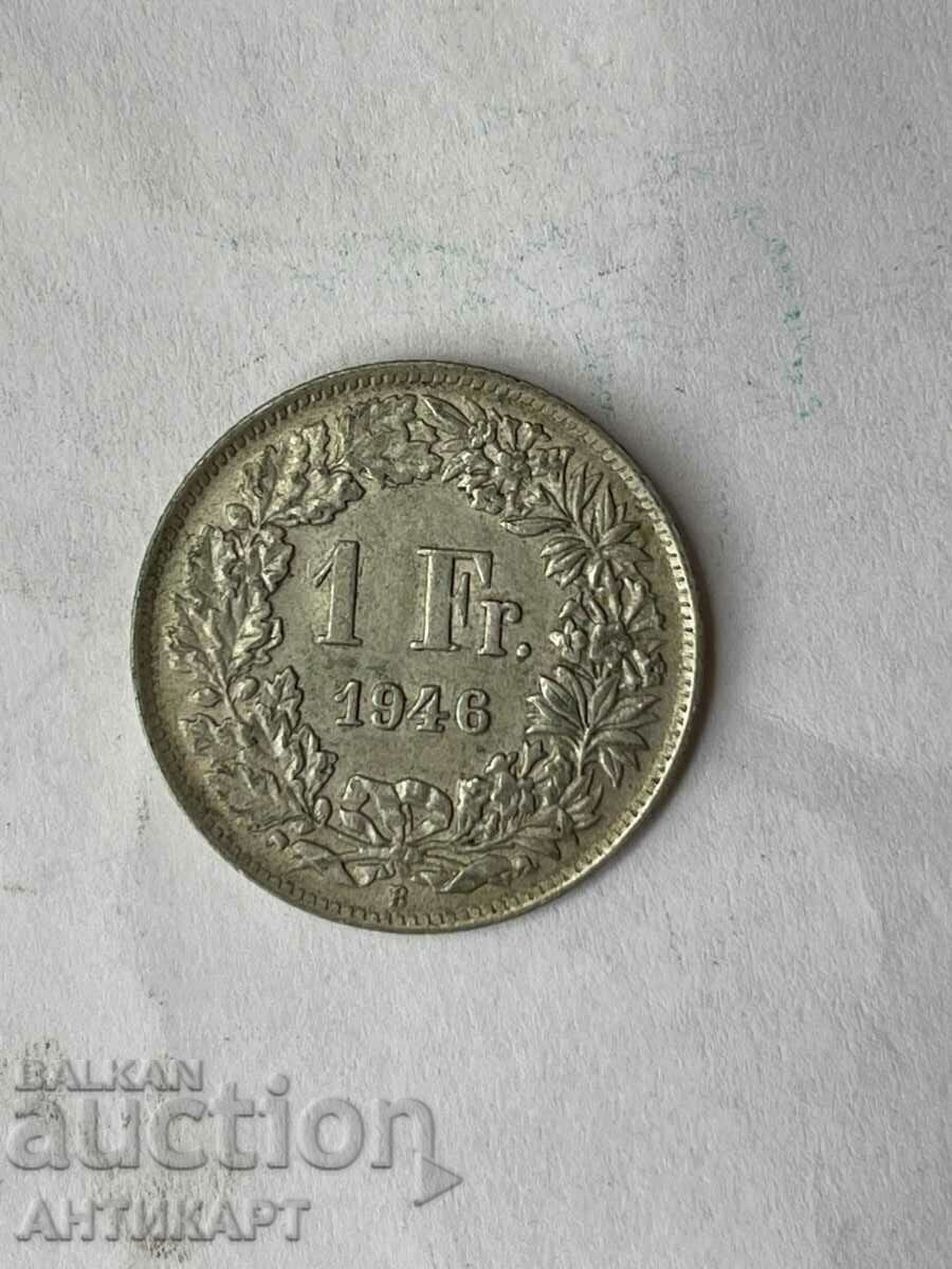 сребърна монета 1 франк сребро Швейцария 1947